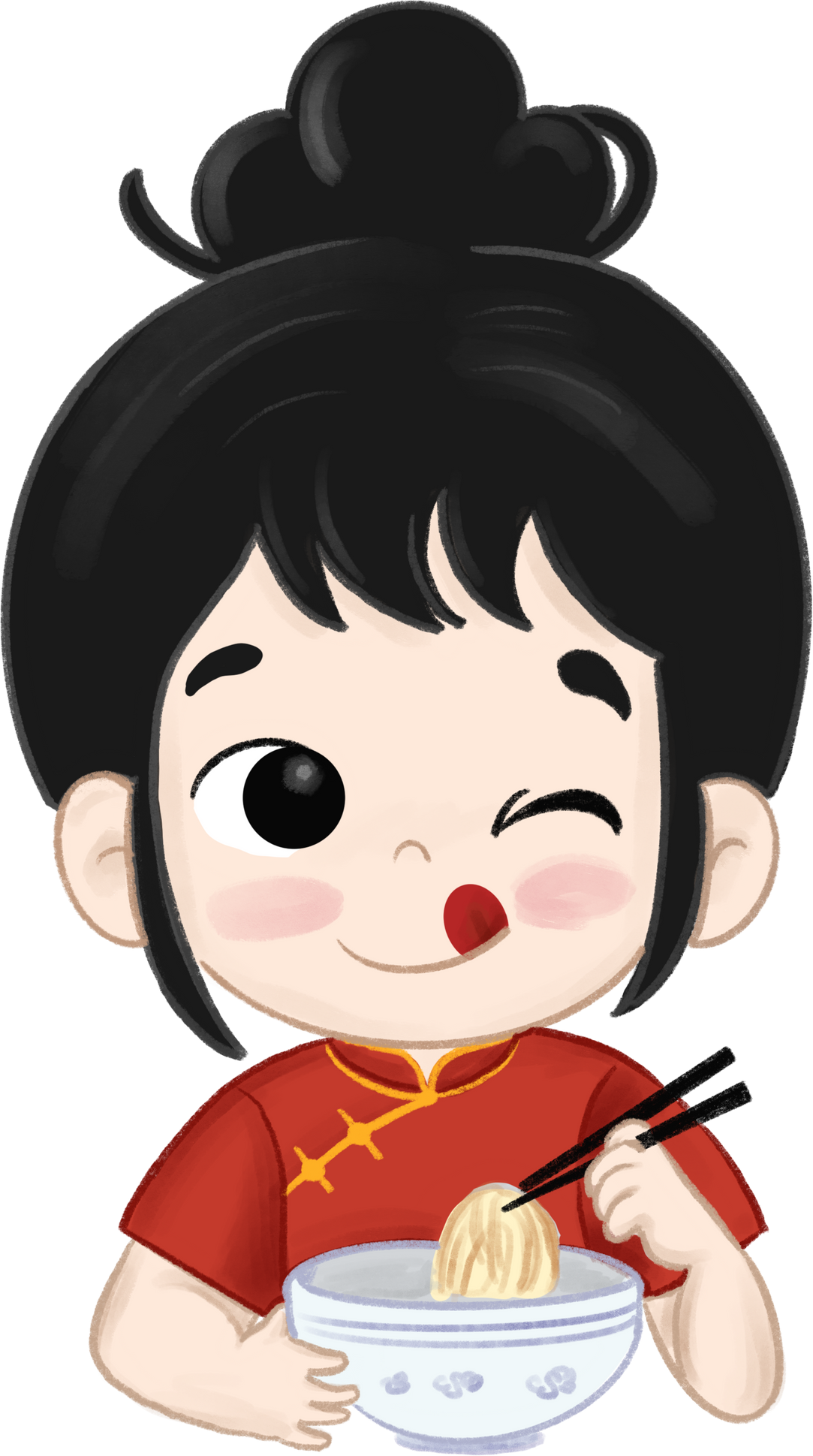 Asian girl eating ramen Chinese noodle